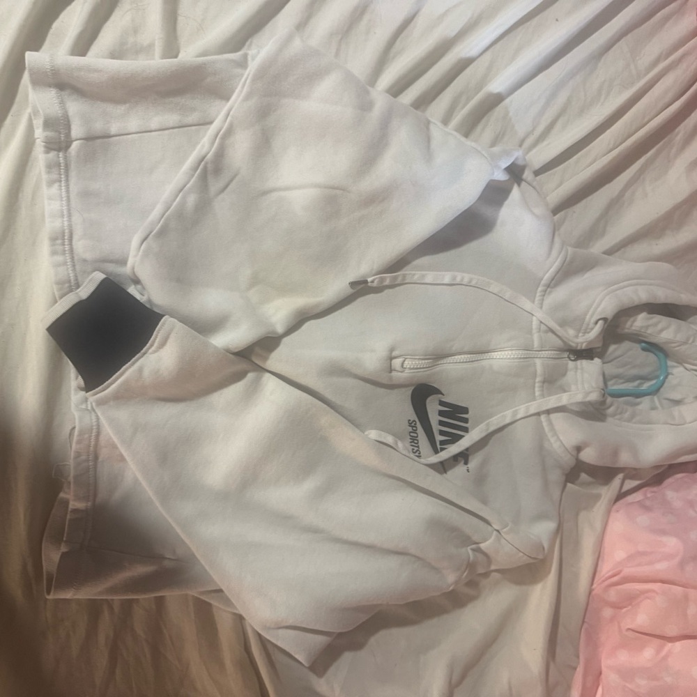 Nike White and Blue Hoodie